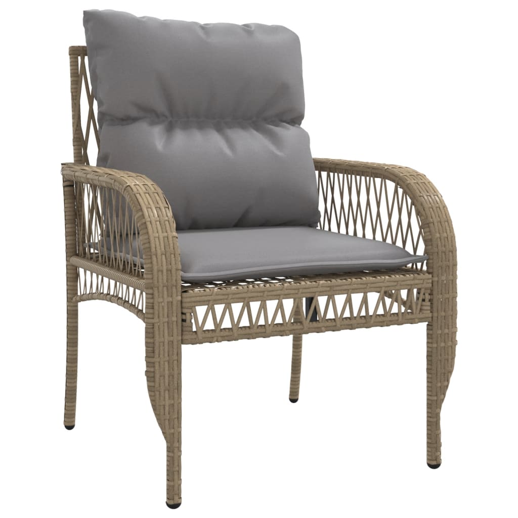 Set Divano da Giardino 4 pz con Cuscini Beige in Polyrattan