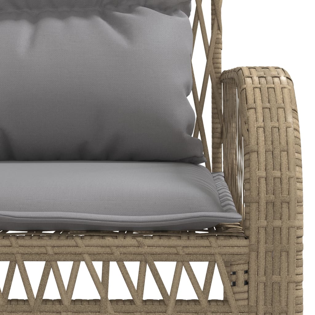 Set Divano da Giardino 4 pz con Cuscini Beige in Polyrattan