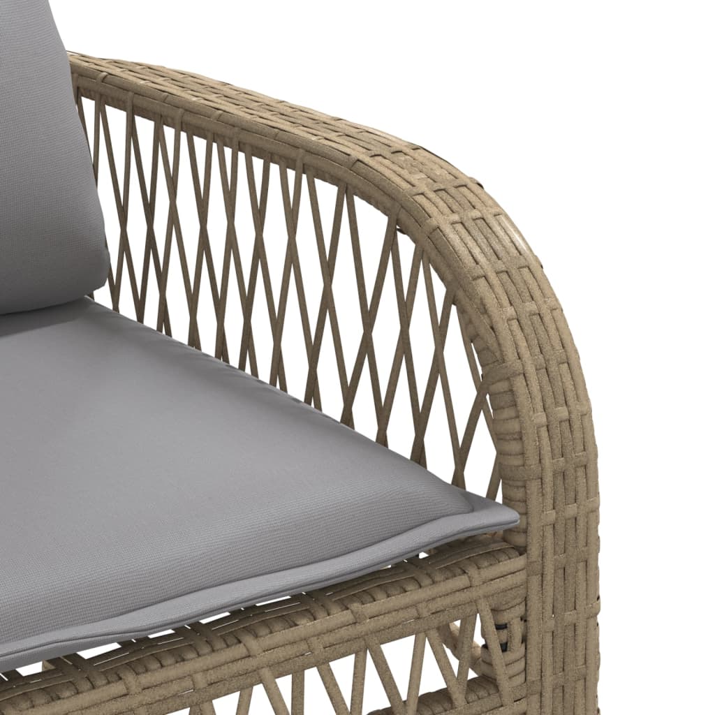 Set Divano da Giardino 4 pz con Cuscini Beige in Polyrattan