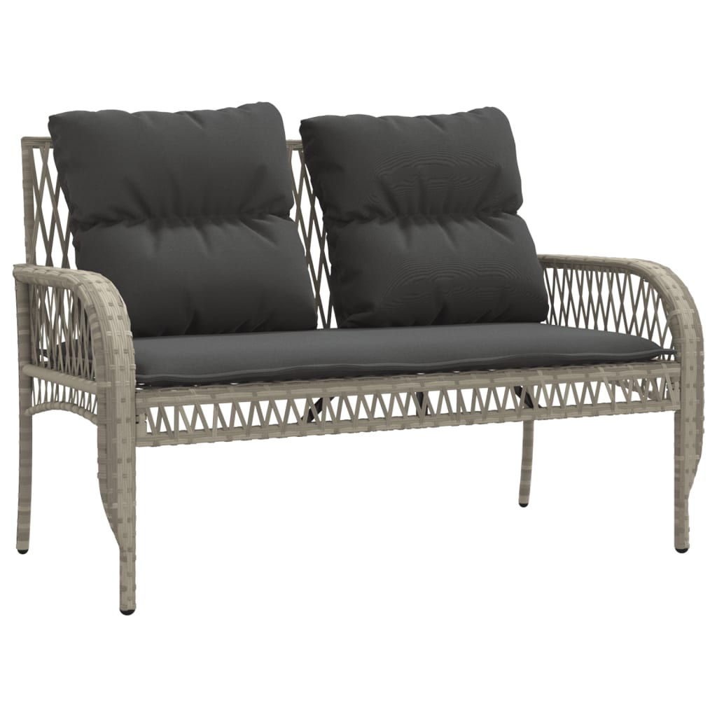 Set Divano da Giardino 4pz con Cuscini Grigio Chiaro Polyrattan