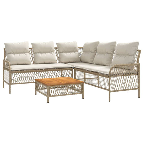 Set Divani da Giardino 2 pz con Cuscini Beige in Polyrattan