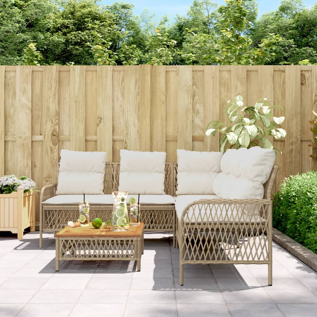 Set Divani da Giardino 2 pz con Cuscini Beige in Polyrattan