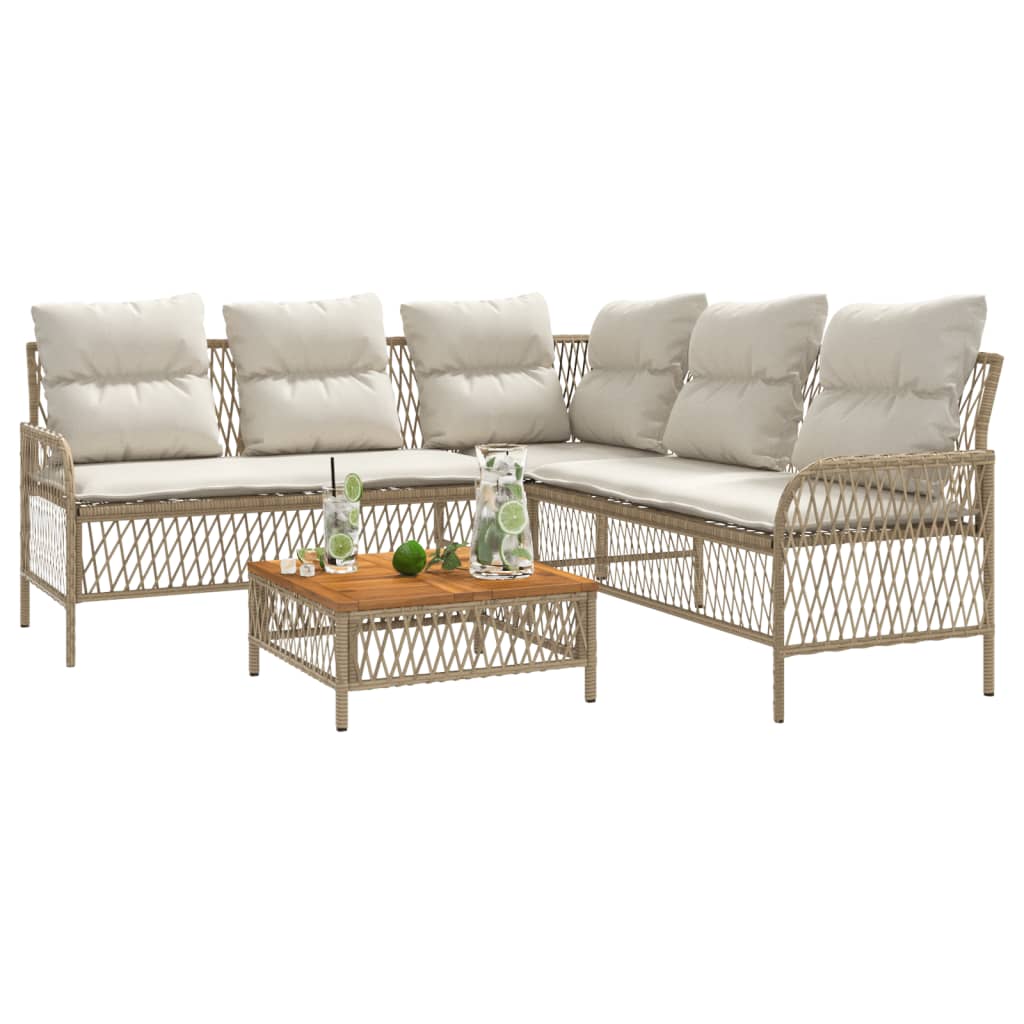 Set Divani da Giardino 2 pz con Cuscini Beige in Polyrattan