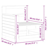 Divano senza Braccioli da Giardino Bianco 69x62x70,5 cm Pino