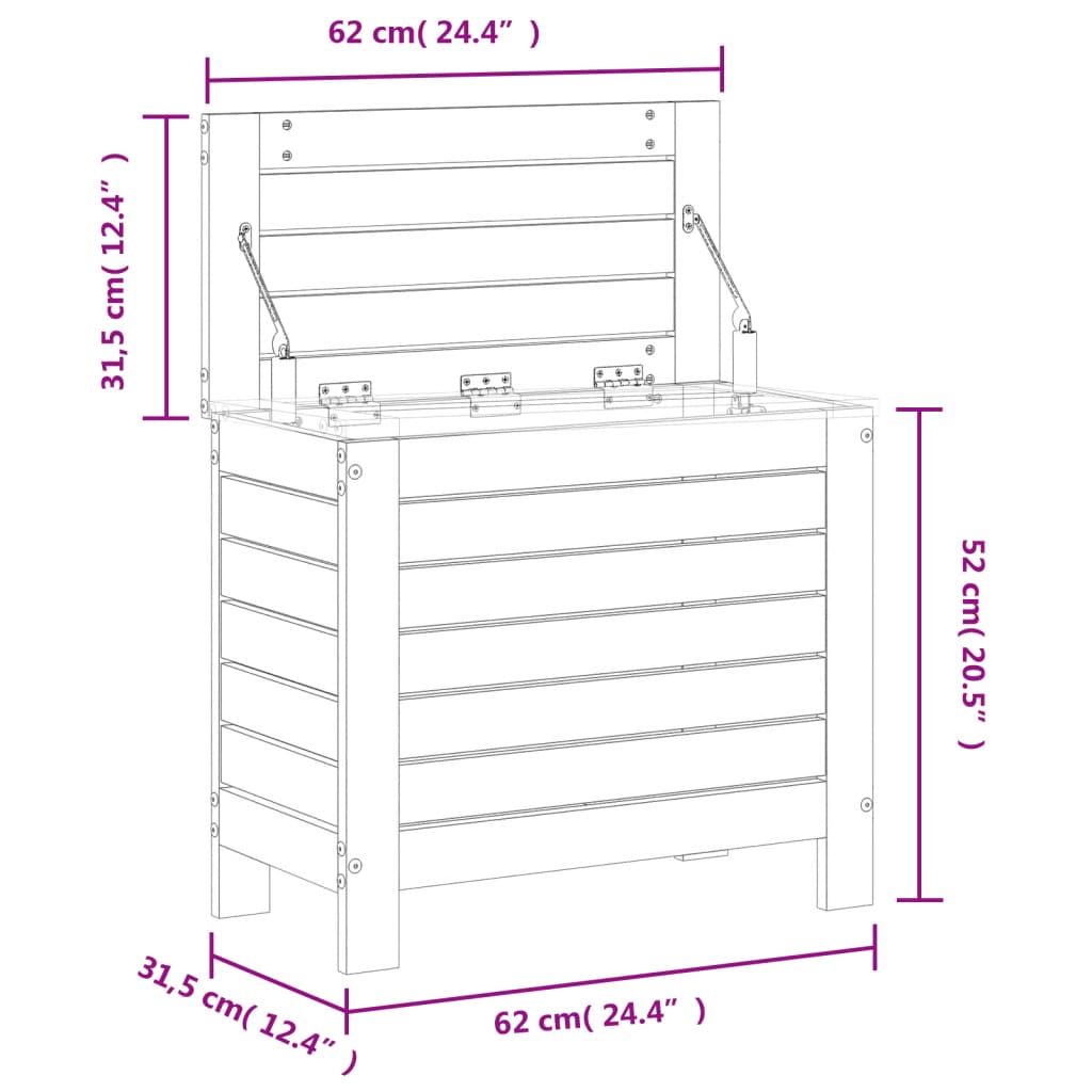 Poggiapiedi da Giardino 62x31,5x52 cm Legno Massello di Pino