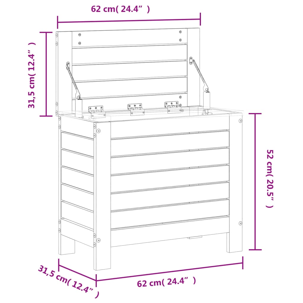 Poggiapiedi da Giardino Bianco 62x31,5x52cm Legno Massello Pino