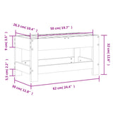 Poggiapiedi da Giardino 62x30x32 cm in Legno Massello di Pino