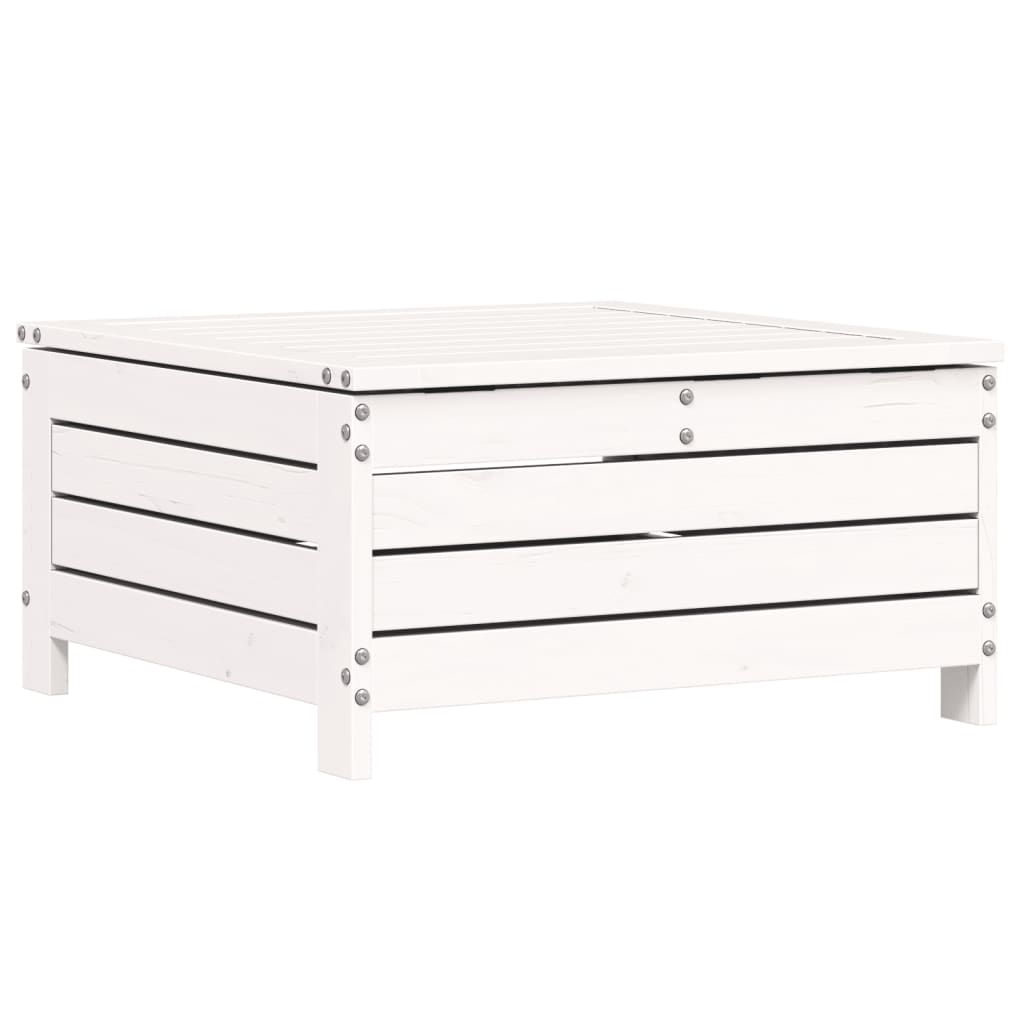 Poggiapiedi Giardino Bianco 62x63,5x32 cm Legno Massello Pino