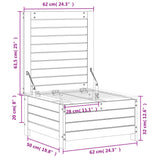 Poggiapiedi Giardino Bianco 62x63,5x32 cm Legno Massello Pino