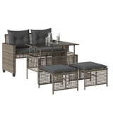 Set Divani da Giardino 4 pz con Cuscini Grigio Polyrattan Vetro