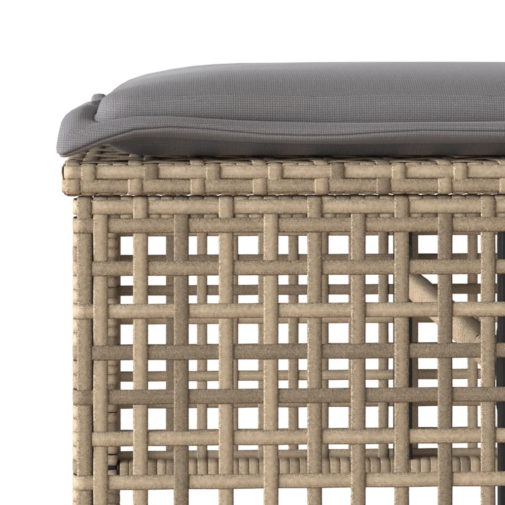 Set Divano da Giardino 4 pz con Cuscini Beige Polyrattan Vetro