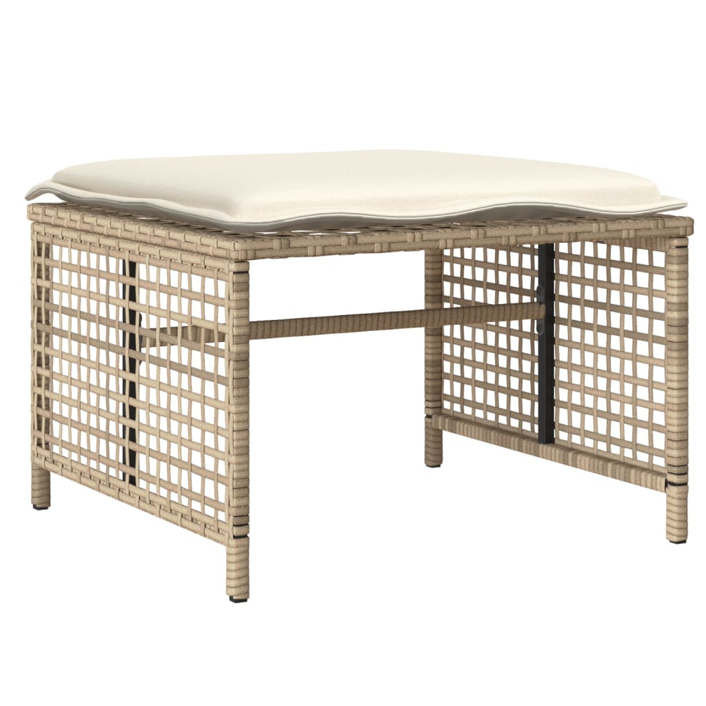 Set Divano da Giardino 4 pz con Cuscini Beige Polyrattan Vetro