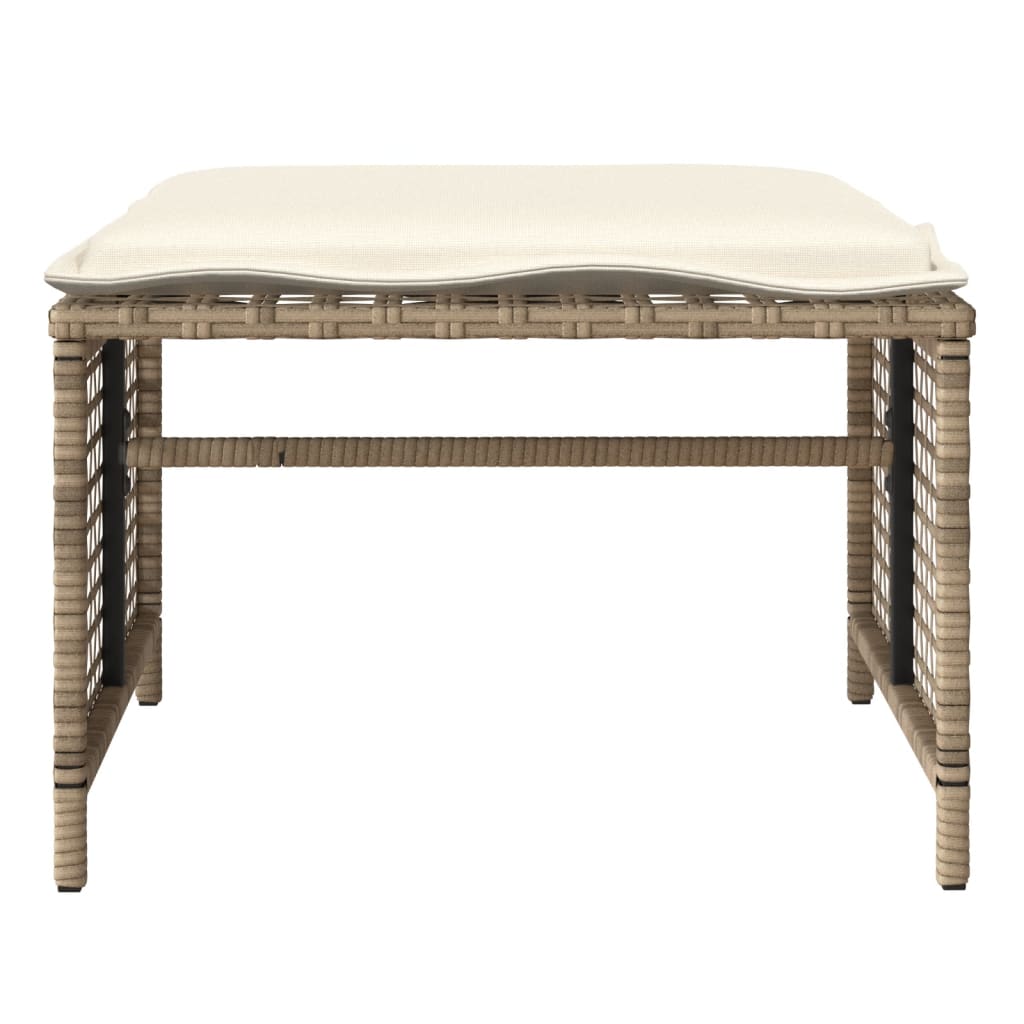 Set Divano da Giardino 4 pz con Cuscini Beige Polyrattan Vetro