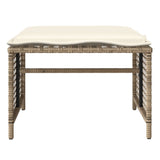 Set Divano da Giardino 4 pz con Cuscini Beige Polyrattan Vetro