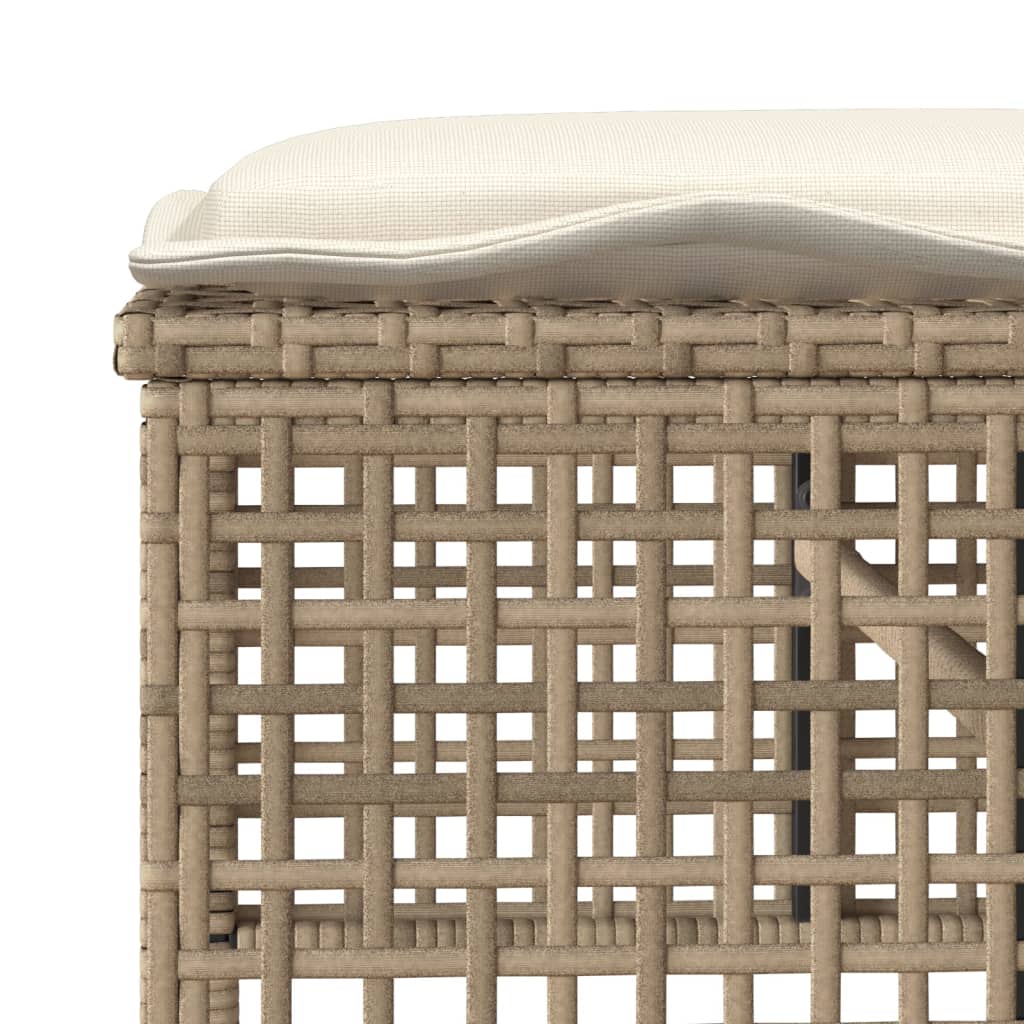 Set Divano da Giardino 4 pz con Cuscini Beige Polyrattan Vetro