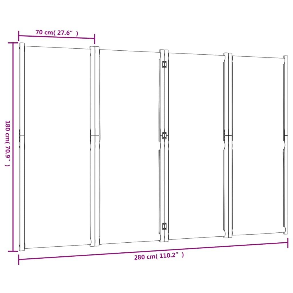 Divisorio a 4 Pannelli Blu Scuro 280x180 cm