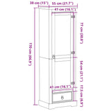 Armadio Corona 55x38x170 cm in Legno Massello di Pino