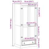 Armadio Corona 76x50x170 cm in Legno Massello di Pino