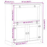 Cantinetta per Vini Corona 97x45x114 cm Legno Massello di Pino