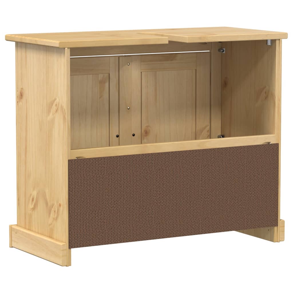 Mobile Lavabo da Bagno Corona 73x33x60cm Legno Massello di Pino