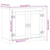 Mobile Lavabo da Bagno Corona 73x33x60cm Legno Massello di Pino