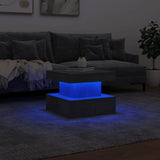 Tavolino da Salotto con Luci LED Grigio Cemento 50x50x40 cm