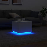 Tavolino da Salotto con Luci LED Bianco 50x50x40 cm