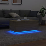 Tavolino da Soggiorno con Luci LED Rovere Sonoma 90x50x40 cm