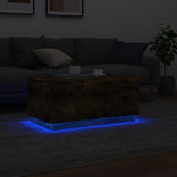 Tavolino da Soggiorno con Luci LED Rovere Fumo 90x50x40 cm