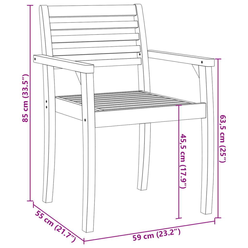 Sedie da Giardino 2 pz 59x55x85 cm Legno Massello di Acacia