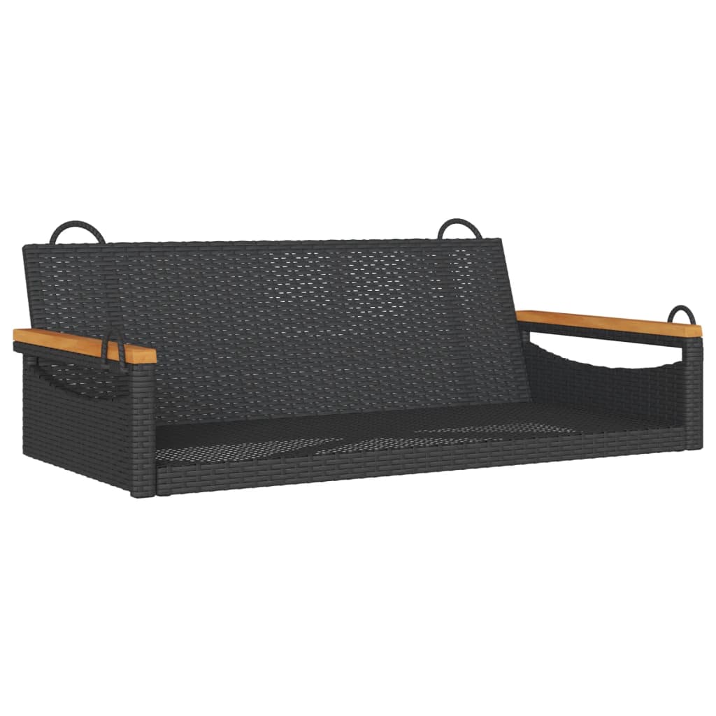 Panchina Dondolo Nera 109x62x40 cm in Polyrattan