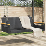 Panchina Dondolo Nera 109x62x40 cm in Polyrattan