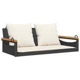 Panchina a Dondolo con Cuscini Nera 109x62x40 cm in Polyrattan