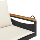 Panchina a Dondolo con Cuscini Nera 109x62x40 cm in Polyrattan