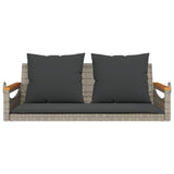 Panchina Dondolo con Cuscini Grigia 109x62x40 cm in Polyrattan