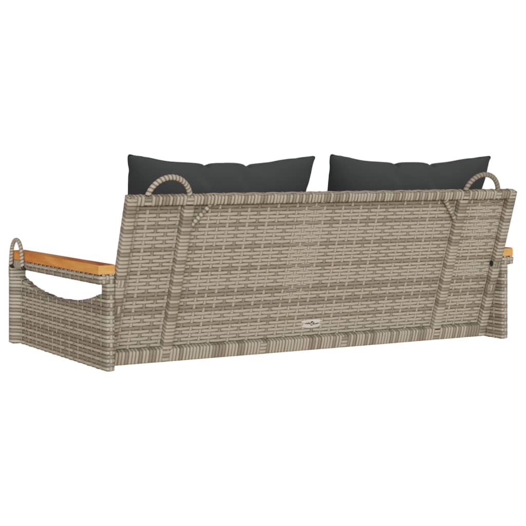 Panchina Dondolo con Cuscini Grigia 109x62x40 cm in Polyrattan