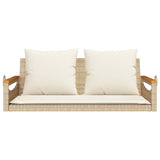 Panchina a Dondolo con Cuscini Beige 109x62x40 cm in Polyrattan