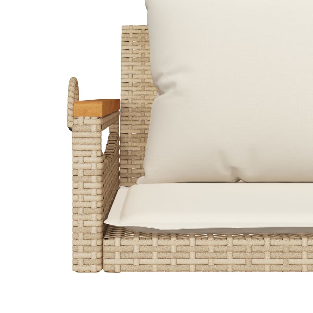 Panchina a Dondolo con Cuscini Beige 109x62x40 cm in Polyrattan