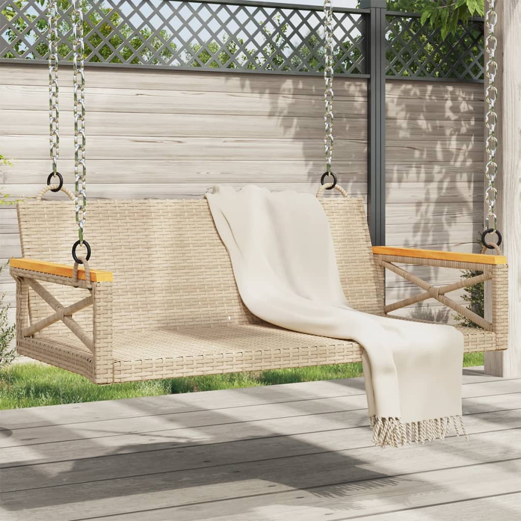 Panchina a Dondolo Beige 109x62x40 cm in Polyrattan