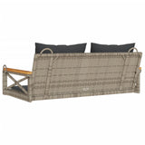 Panchina Dondolo con Cuscini Grigia 109x62x40 cm in Polyrattan