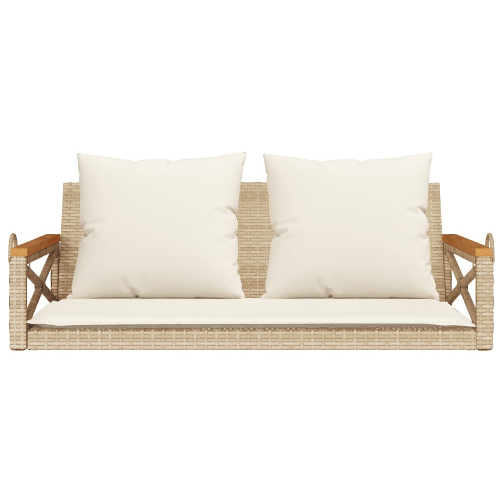 Panchina a Dondolo con Cuscini Beige 109x62x40 cm in Polyrattan