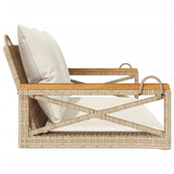 Panchina a Dondolo con Cuscini Beige 109x62x40 cm in Polyrattan