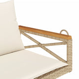 Panchina a Dondolo con Cuscini Beige 109x62x40 cm in Polyrattan