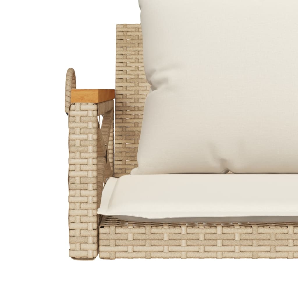 Panchina a Dondolo con Cuscini Beige 109x62x40 cm in Polyrattan