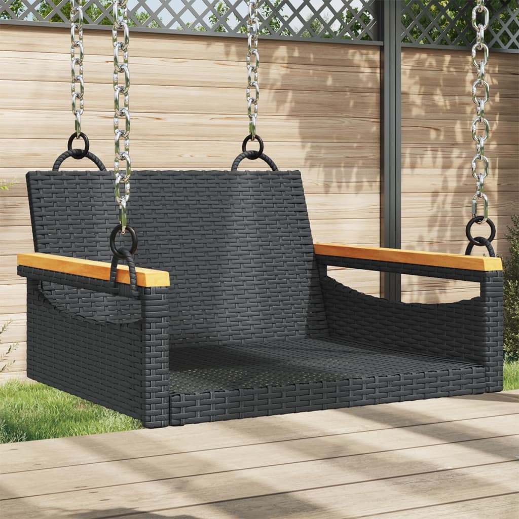 Panchina a Dondolo Nera 63x62x40 cm in Polyrattan