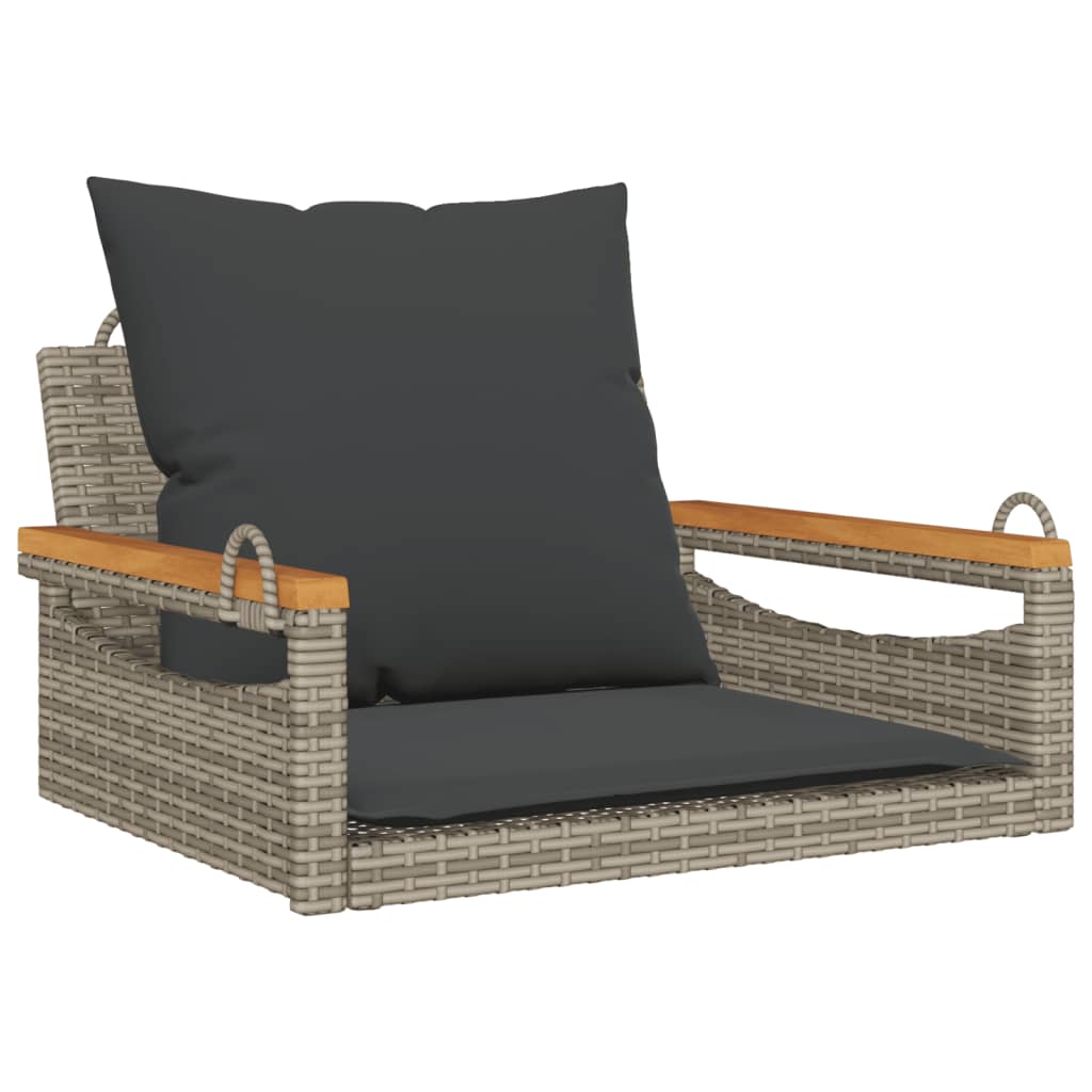 Panchina Dondolo con Cuscini Grigia 63x62x40 cm in Polyrattan