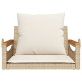 Panchina a Dondolo con Cuscini Beige 63x62x40 cm in Polyrattan