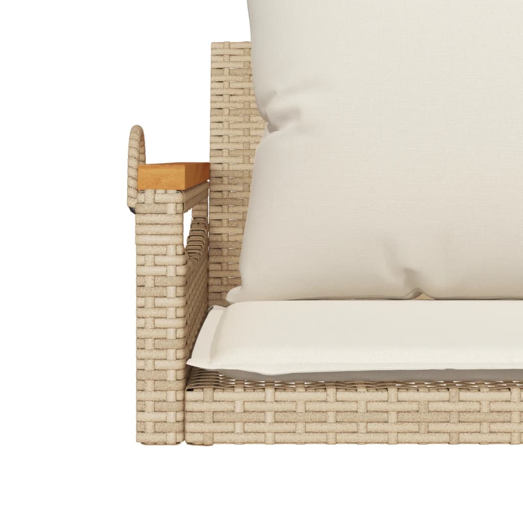 Panchina a Dondolo con Cuscini Beige 63x62x40 cm in Polyrattan