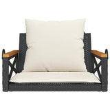 Panchina a Dondolo con Cuscini Nera 63x62x40 cm in Polyrattan