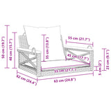 Panchina a Dondolo con Cuscini Nera 63x62x40 cm in Polyrattan